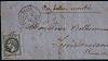 20c oblitéré Losange   Grands Chiffres 1625   sur lettre frappée du cachet à date   de la GARE d IVRY   du 2 décembre 1870   à destination du Finistère