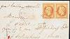 Paire du 40c LAURE sur lettre frappée du cachet à date de PARIS du 22 janvier 1871 à destination de SAINT-PETERSBOURG-RUSSIE