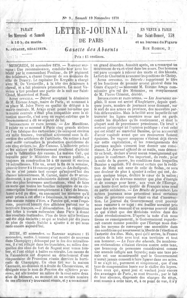 Gazette des absents numéro 9