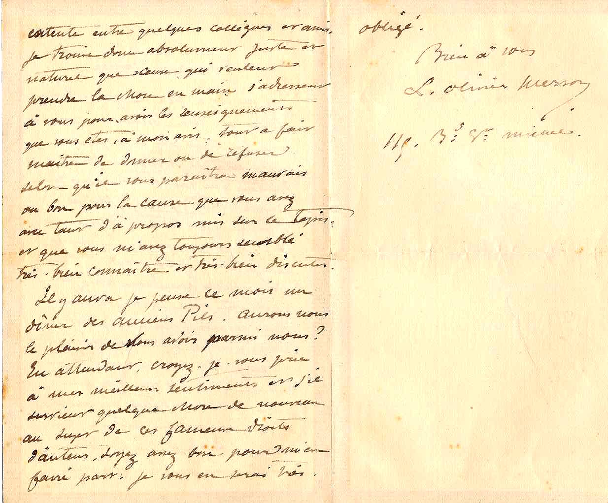 lettre de Luc-Olivier Merson, verso