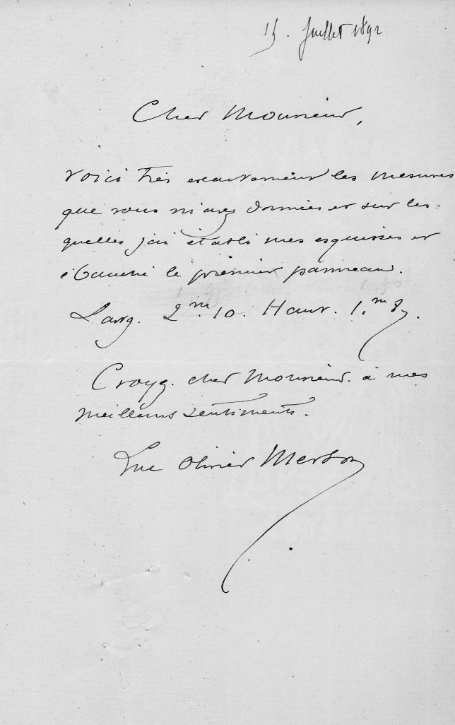 lettre de Luc-Olivier Merson, recto