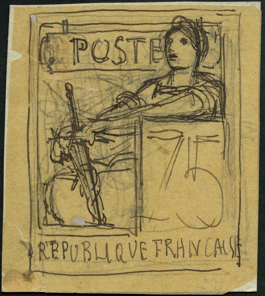 Esquisse de Merson pour le timbre-poste