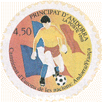 timbre rond émis en 1999 : Championnat d'Europe des Nations, Andorre
