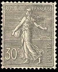 France : 30c violet type semeuse lignée