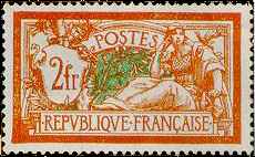 France : 2f orange et vert-bleu type Merson