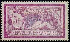 France : 3f violet et bleu type Merson