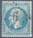 France : 20c bleu Napoléon III dentelé