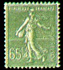 France : 65c olive type semeuse lignée