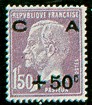 France :  +50c sur 1f50 lilas type Pasteur  2ème série caisse d'amortissement