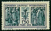 France : 1f50 bleu  Exposition coloniale