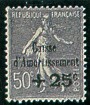France :  +25c  sur 50c violet 5ème série caisse d'amortissement type semeuse camée