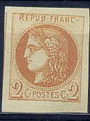 France : 2c brun-rouge type Cérès 