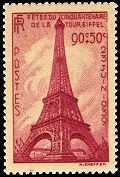 France : 90c +50c lilas-rose Cinquantenaire de la Tour Eiffel