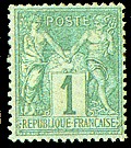 France : 1c vert type Sage N sous B