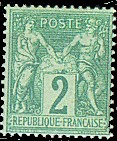 France : 2c vert type Sage N sous B