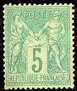 France : 5c vert type Sage N sous B