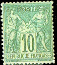 France : 10c vert type Sage N sous B