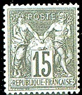 France : 15c gris type Sage N sous B