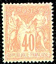 France : 40c rouge orange type Sage N sous B