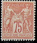 France : 75c carmin type Sage N sous B