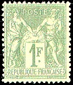 France : 1f vert-bronze type Sage N sous B