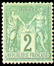 France : 2c vert type Sage N sous U
