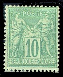 France : 10c vert type Sage N sous U