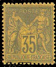 France : 35c violet noir sur jaune type Sage N sous U