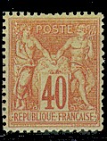 France : 40c rouge-orange type Sage N sous U